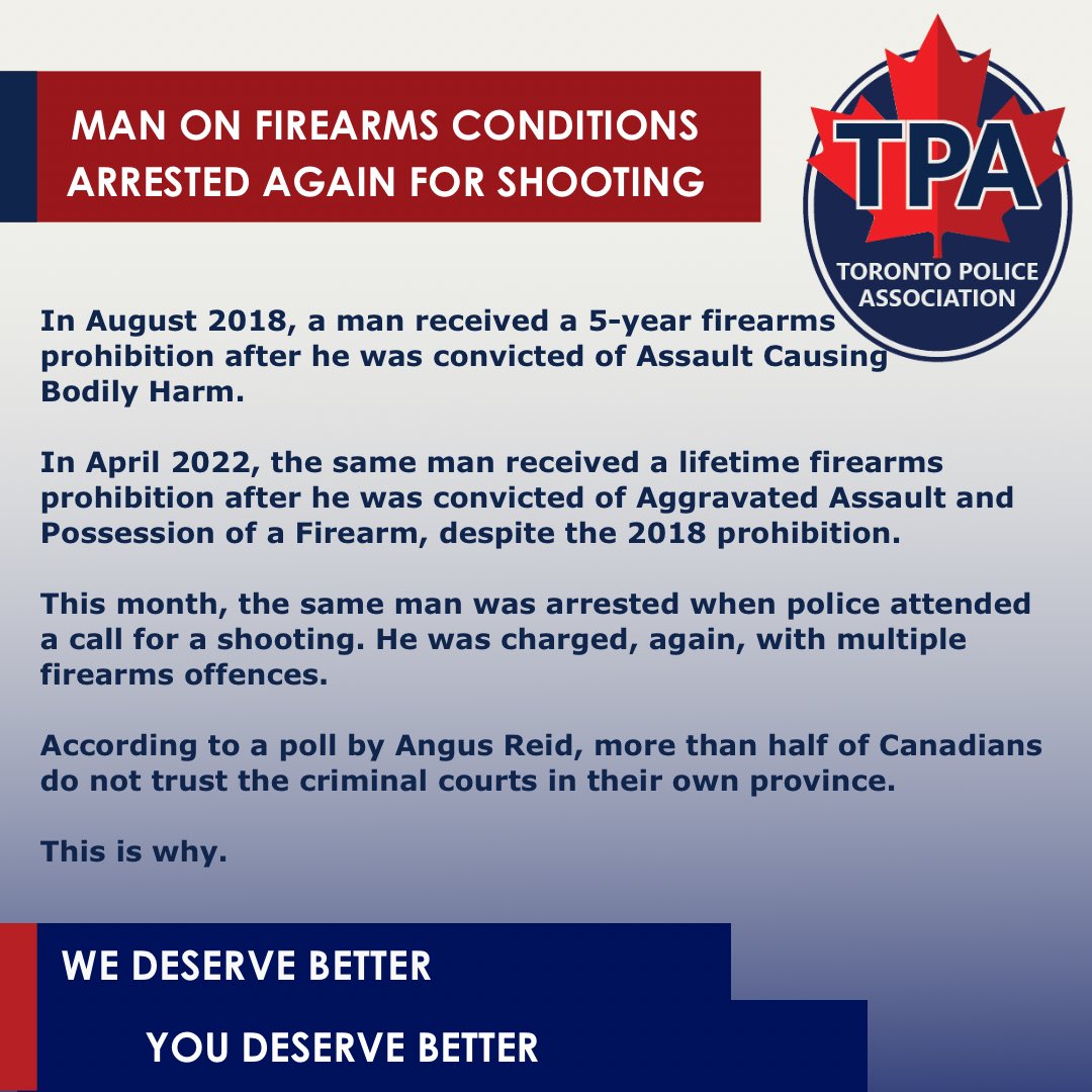We need meaningful custodial sentences for those who use firearms in the commission of violent offences to keep our communities and our members safe. We deserve better. You deserve better. #enoughisenough
