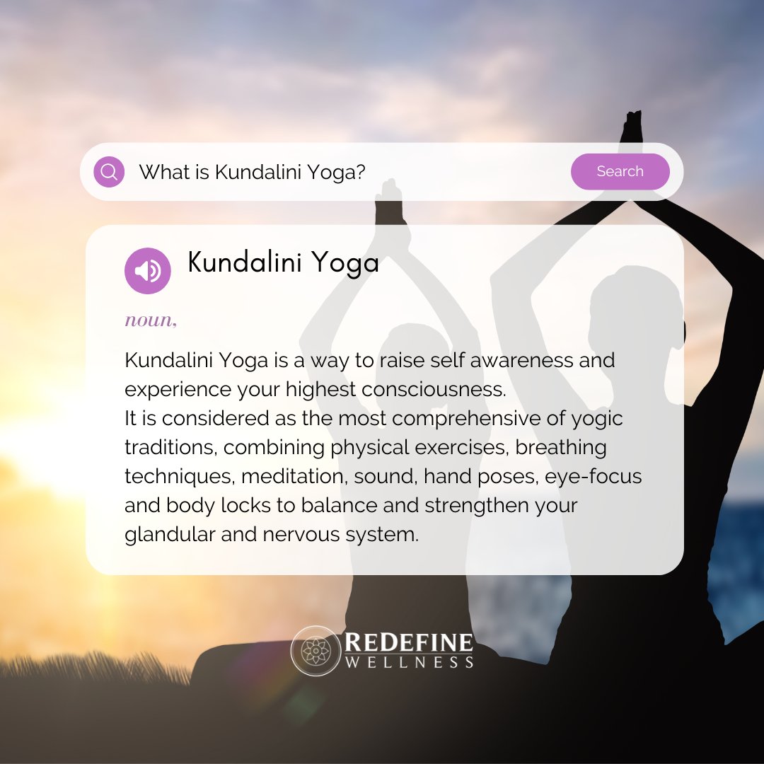ReDefineWell's tweet photo. Kundalini Yoga is a system that brings upon the union of the body, mind and breath. It balance the glandular system, strengthen the 72,000 nerves in the body, expands the lung capacity and purifies the blood stream.

#Redefine #ReDefineWellness #Yoga #Kundalini #KundaliniYoga https://t.co/sTy8x89iRv