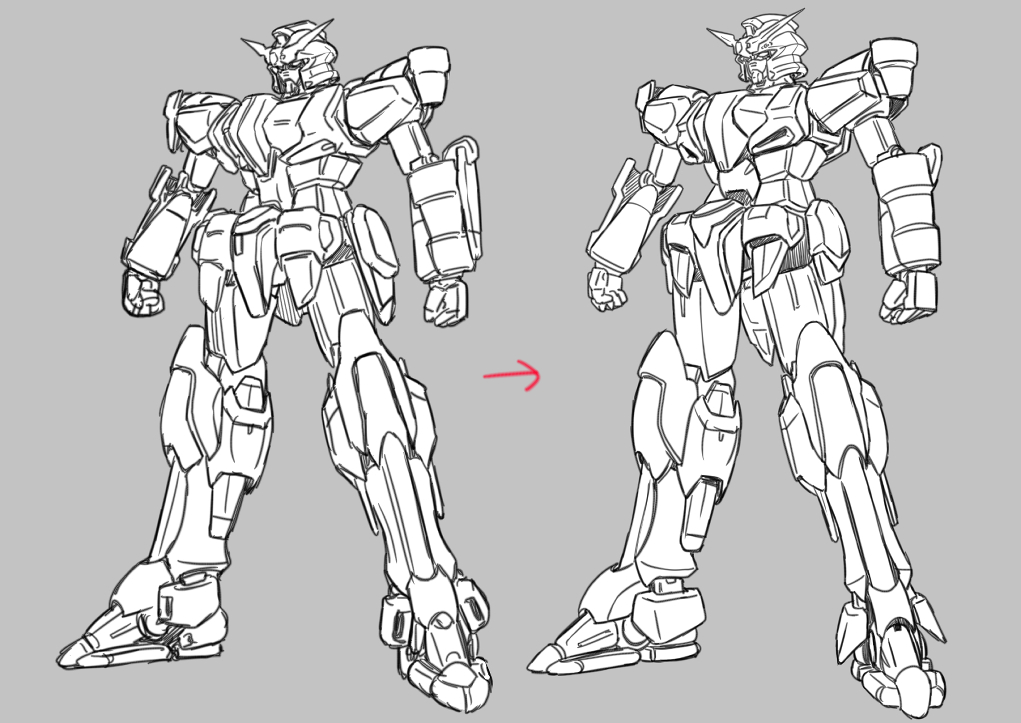 「俺ガン少し描き直してた 元々このガンダムはかなり前に描いたのを何度も何度もアイデ」|にーやんのイラスト