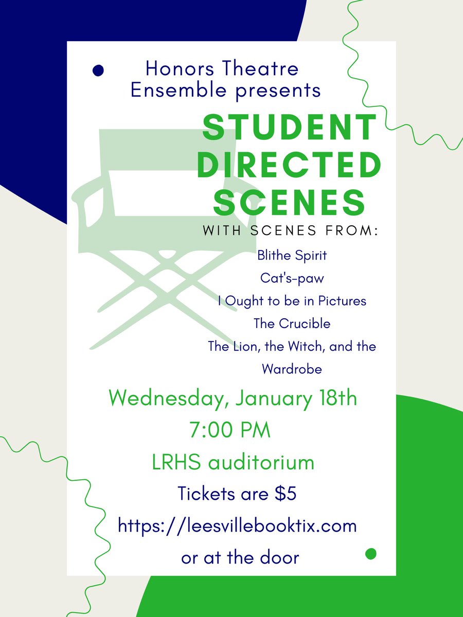 Theatre Ensemble end of semester performance Wed, 1/18 from 7-8pm 🎭 <a href="/leesvilleroadhs/">Leesville Road High</a> <a href="/LRHS_Stage/">LRHS Pride Productions</a> <a href="/ITS5540/">Leesville ITS</a>