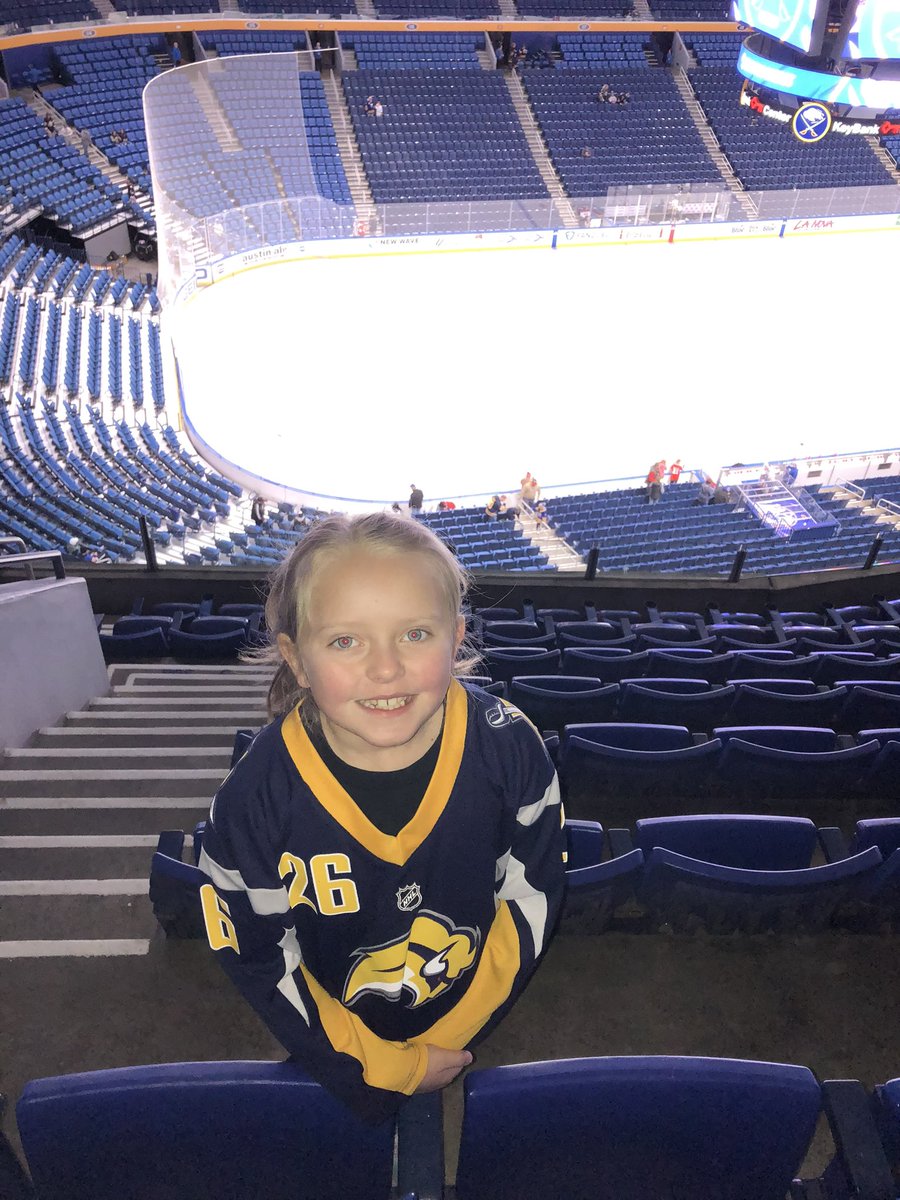 slo__2010's tweet photo. Leighannes first @BuffaloSabres  game was today!! 💙💛 https://t.co/fzOdZ7i5Bn