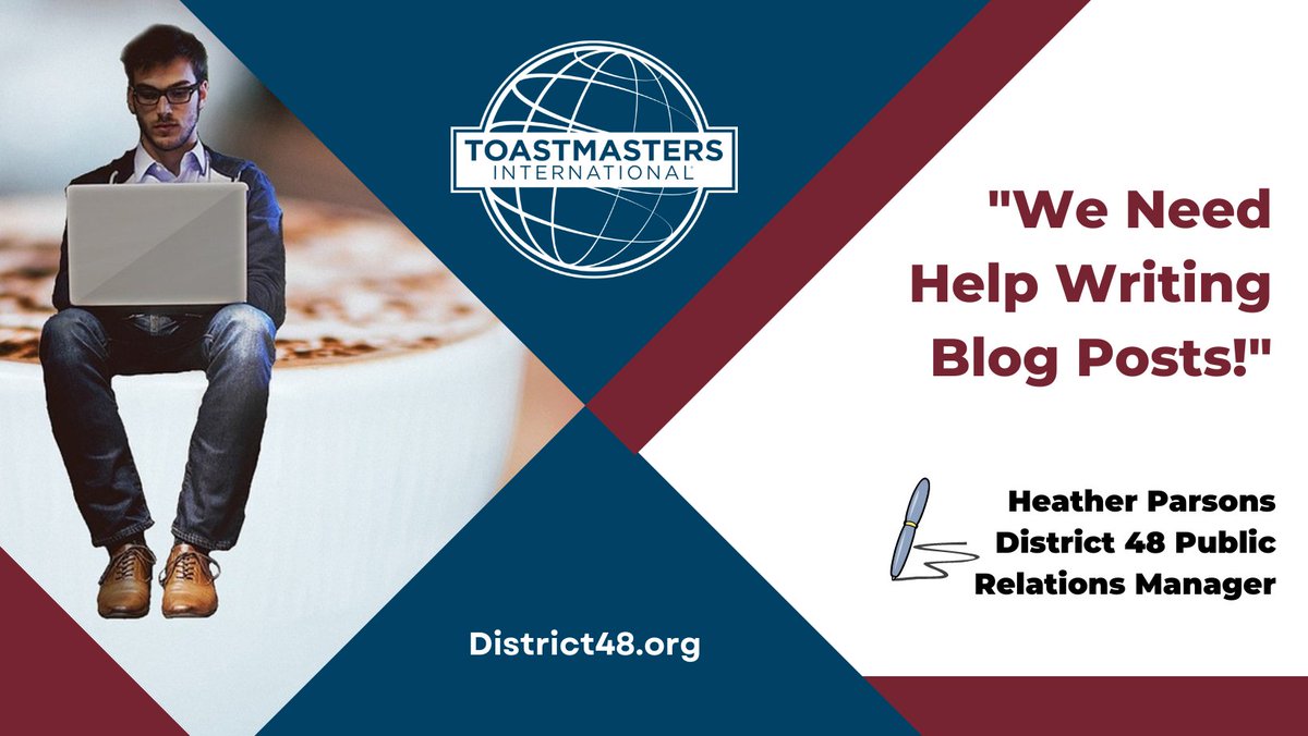 Do you have an #article or #news #feature to share w/ fellow #Toastmasters? Posts don’t have to be long, just 100-300 words. If you have photos to send along, that’s great but isn't required. Send to HParsons@District48.org. 

Details: district48.org/we-need-help-w…