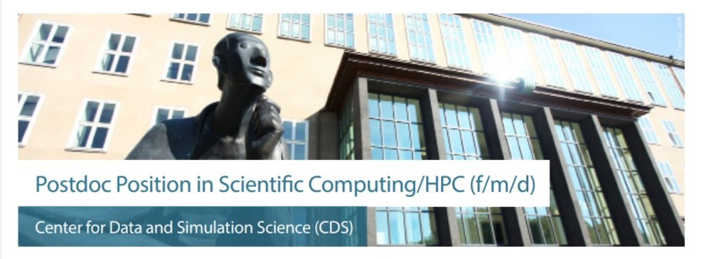 UniCologneNY's tweet photo. Do you hold a PhD in #appliedmath, #numerics, or scientific computing? The Center for Data and Simulation Science @UniCologne is looking for a
Postdoc in the area of #ScientificComputing/HPC in the group of Prof. Gregor Gassner. Apply by 02/10 here: https://t.co/tL04ub7PXj https://t.co/RP2N4kRsik