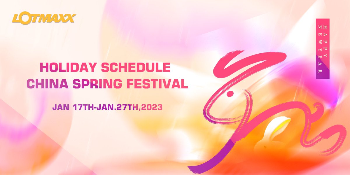 lotmaxx's tweet photo. We will close on 17th-27th to celebrate the China Spring Festival.All messages will be replied late. Pls be patient. https://t.co/ec0iBaHScW