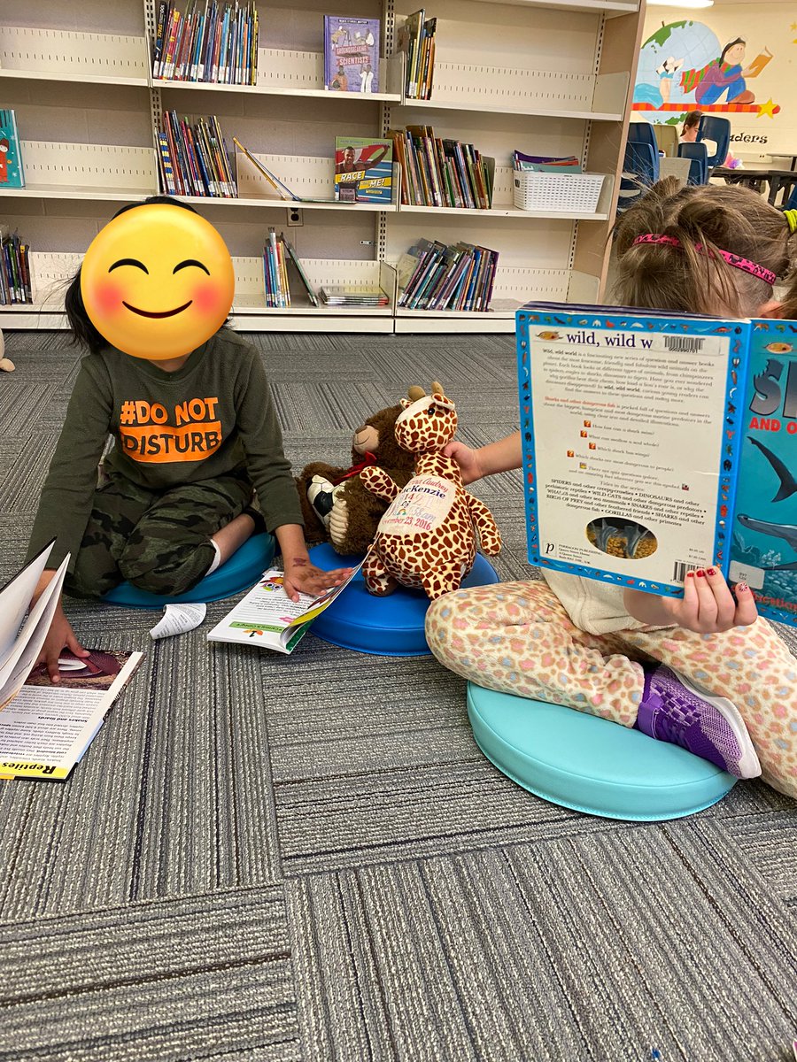 msjakobschuk's tweet photo. First book club was a huge success. Happened to be Cozy Day too. Some students reading to their plush animals @MapleWoodPS https://t.co/4uzkVKNkeH