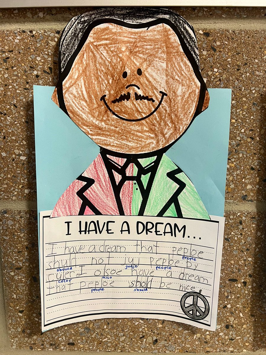 NehaAhmad__'s tweet photo. My first graders reflected on their learning about MLK and wrote about their dreams. #MLKDay 🖤🤎🤍 https://t.co/bR9QJhWB1Y