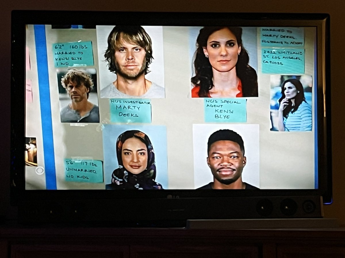 DensiLand's tweet photo. Love they used actual photos from past seasons. Pretty sure Kensi’s is from season 1! #babies

(I had a crazy week, so shockingly, I’m just getting to the crossover ep tonight. #late And pretty sure this resembles past @wikiDeeks research boards!) @NCISLA https://t.co/dbLoryVuLL
