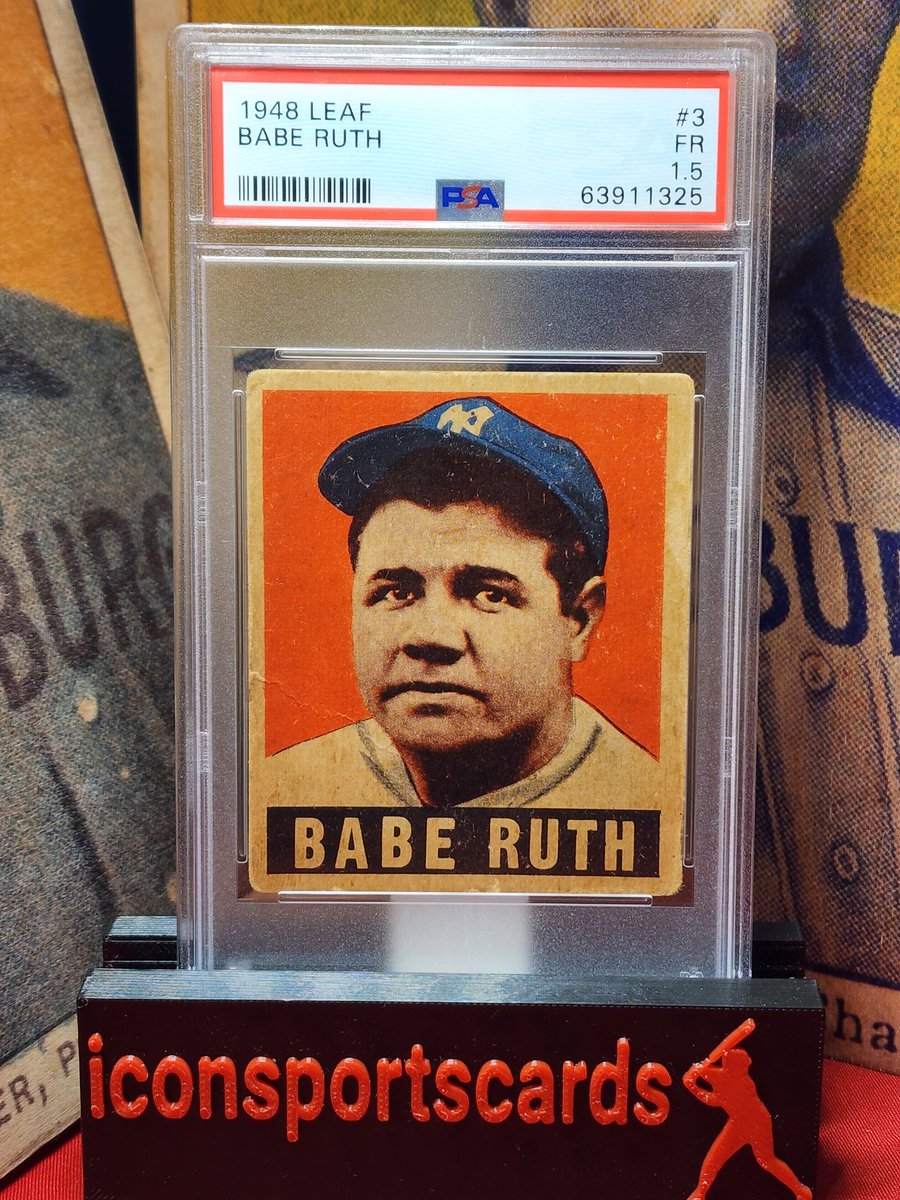 iconsportsUS's tweet photo. 1948 Leaf No 3 Babe Ruth, PSA 1.5 $4200 net paypal friends/family or $4,325 goods and services.
Great looking card for the grade!
Please message with questions or offers
#baberuth #1948leaf #NewYorkYankees #halloffame https://t.co/2mgZIlmidF