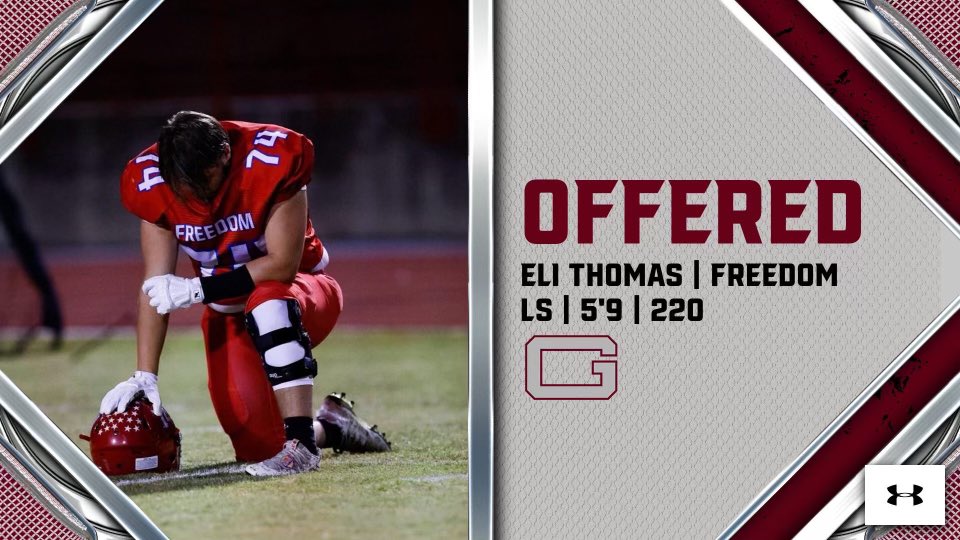 EliThom52689800's tweet photo. Beyond blessed to say that I have received my first offer from Guilford College @GuilfordFB @CoachKBarr @CoachDavisGC @justhawn ❤️🙏🏻 https://t.co/Xn1KV51bjt
