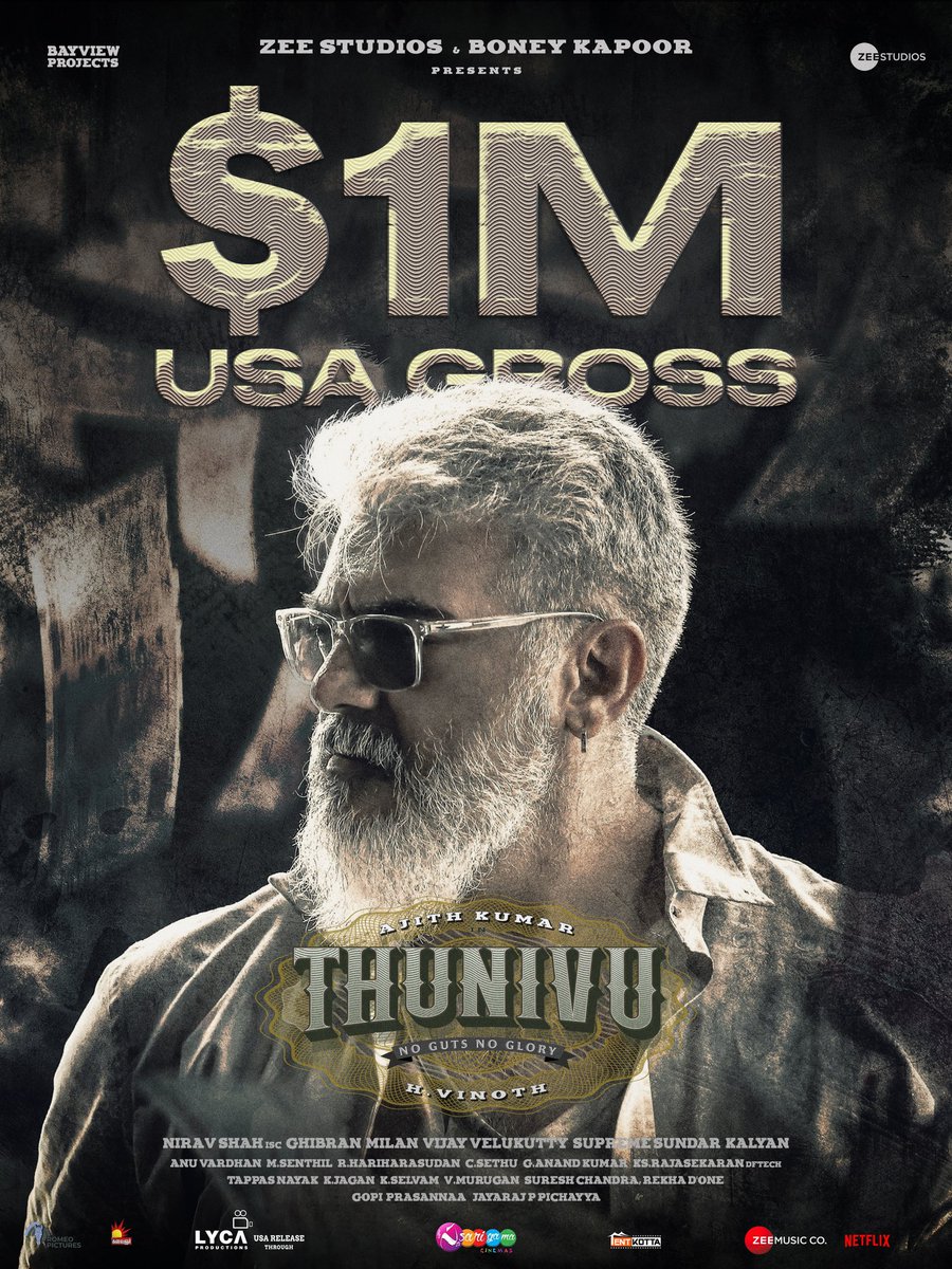 ThalaAjith_FC's tweet photo. #Thunivu Crossed 1⃣ Million In North America Box Office In  Just 6Days .. 

PROFIT FOR THE DISTRIBUTION TEAM 😉😉

 #AjithKumar  #PongalWinnerThunivu https://t.co/stNoUdr0Se