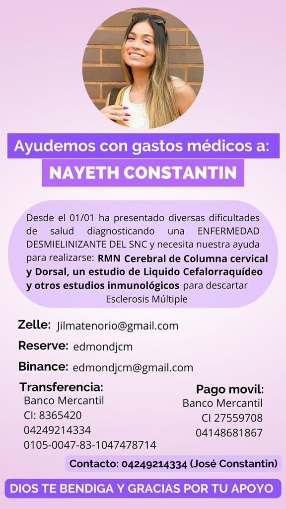 mildredsalazar1's tweet photo. Ayudemos con gastos médicos a NAYETH CONSTANTIN #cancer #nomascancer #puertoordaz #estadobolivar #ayuda https://t.co/XJgb33LEaL