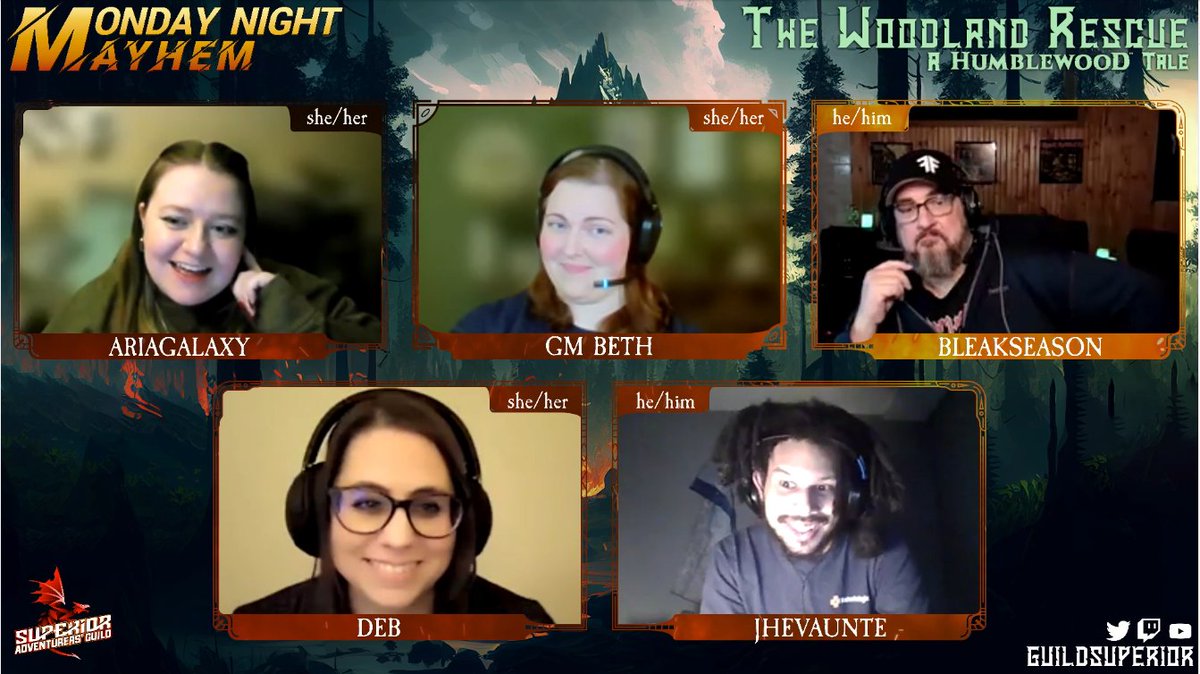 We are live in Humblewood - c'mon over for Monday Night Mayhem and join the fun!

🐭Mon. 7-10pm CT
🐨twitch.tv/guildsuperior

#humblewood #dnd #mondaynightmayhem