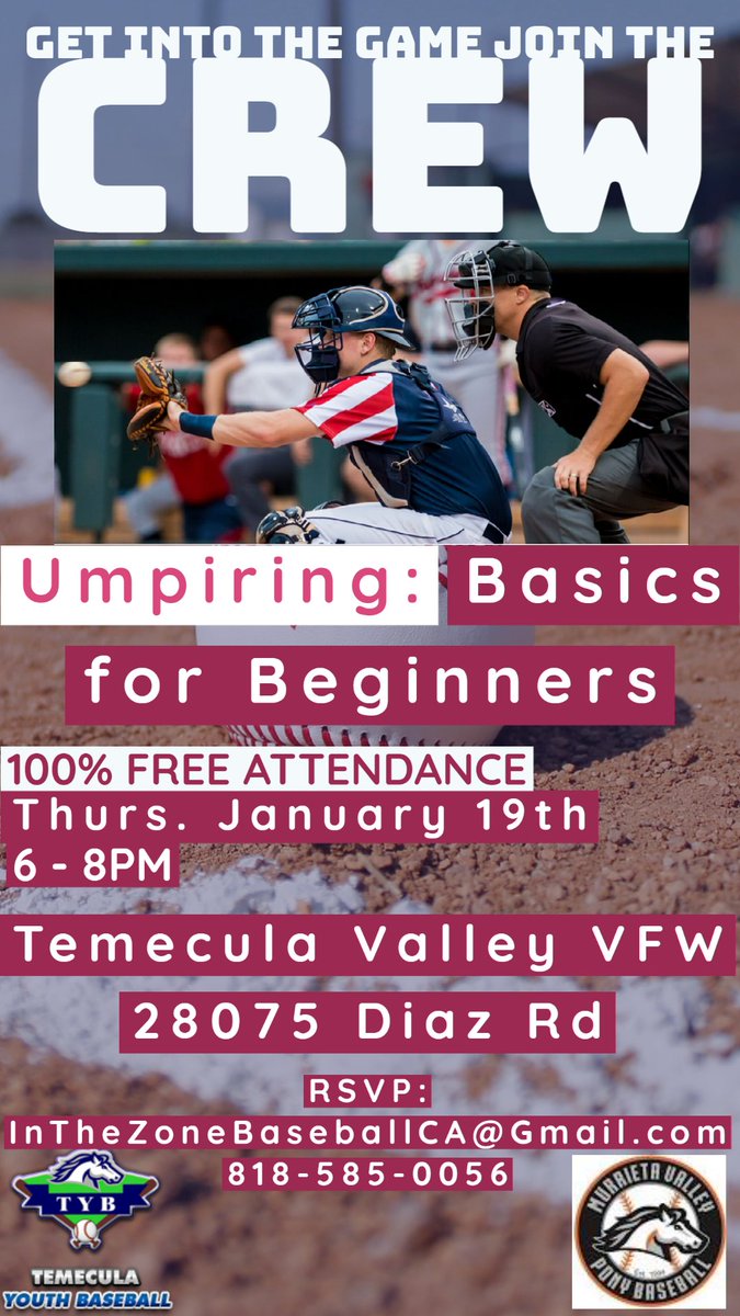 MVPB is looking for Junior Umpires for the upcoming season.

If you’re interested, there is a free clinic going on. 

I strongly suggest any returning Jr Umpires attend as well.