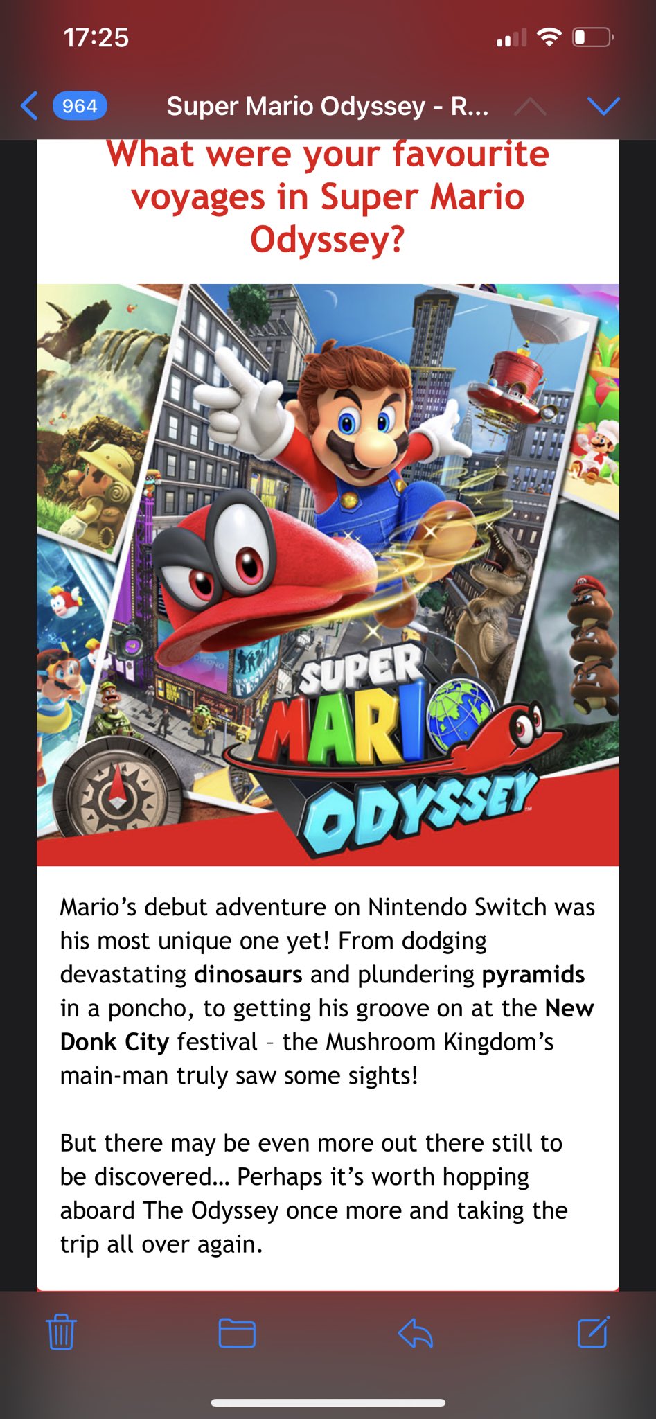 Nintendo Prime on X: Uh Nintendo is emailing me and others about Mario  Odyssey in 2023. They REALLY want us to play the game again I wonder  why? ;)  / X