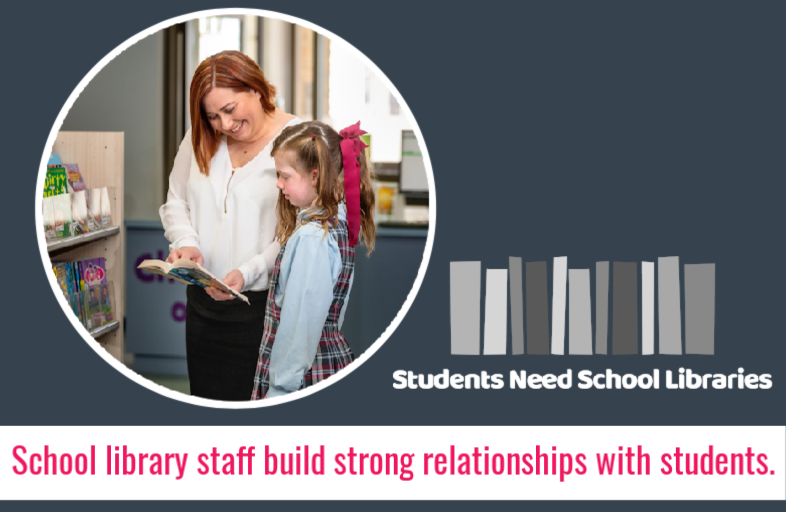 #StudentsNeedSchoolLibraries Students need a place where they feel safe and people who make them feel welcome. There is extensive research about the importance of school libraries and their staff in supporting student wellbeing and providing them a safe space to be themselves.