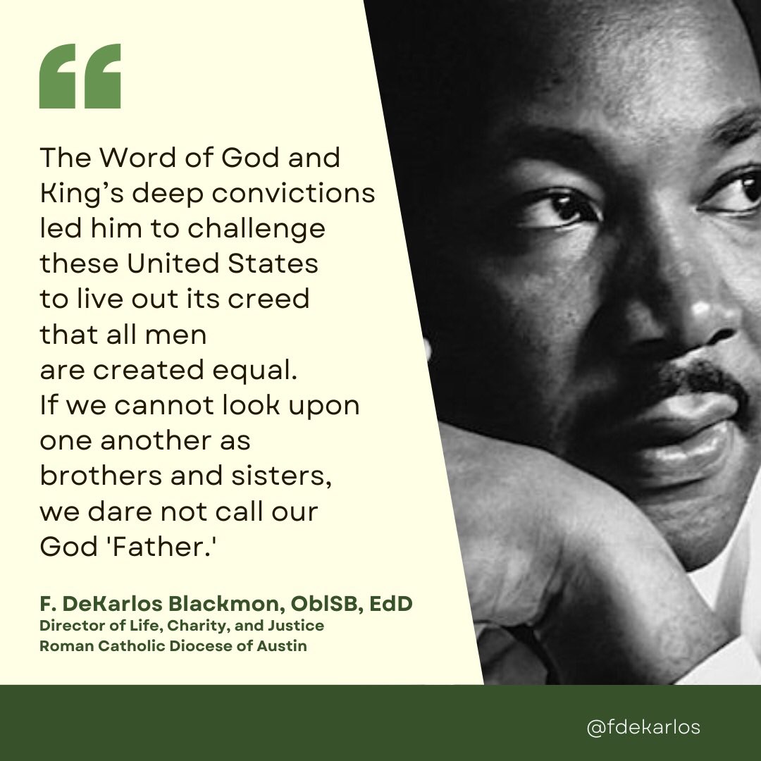 fdekarlos's tweet photo. “The Word of God and King’s deep convictions led him to challenge these United States to live out its creed that all men are created equal. If we cannot look upon one another as brothers and sisters, we dare not call our God 'Father.'” https://t.co/qkCGwRJZkQ