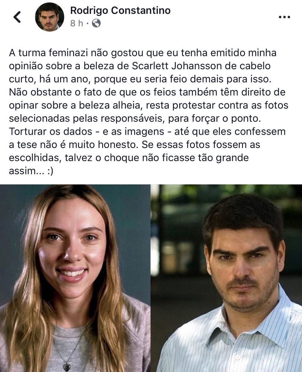 recordar é viver: e o dia que o Rodrigo Constantino tentou mostrar que era mais bonito que a Scarlett Johanson?