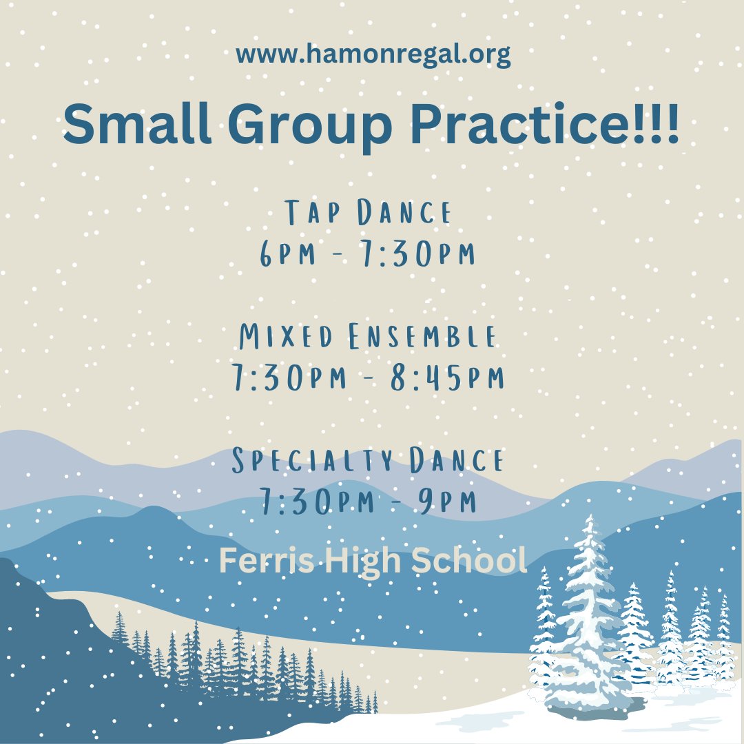 HamonRegal's tweet photo. Small Group Practice TONIGHT, Monday, January 16 at Ferris High School! #fundraiser https://t.co/Y6Wblb1g6y