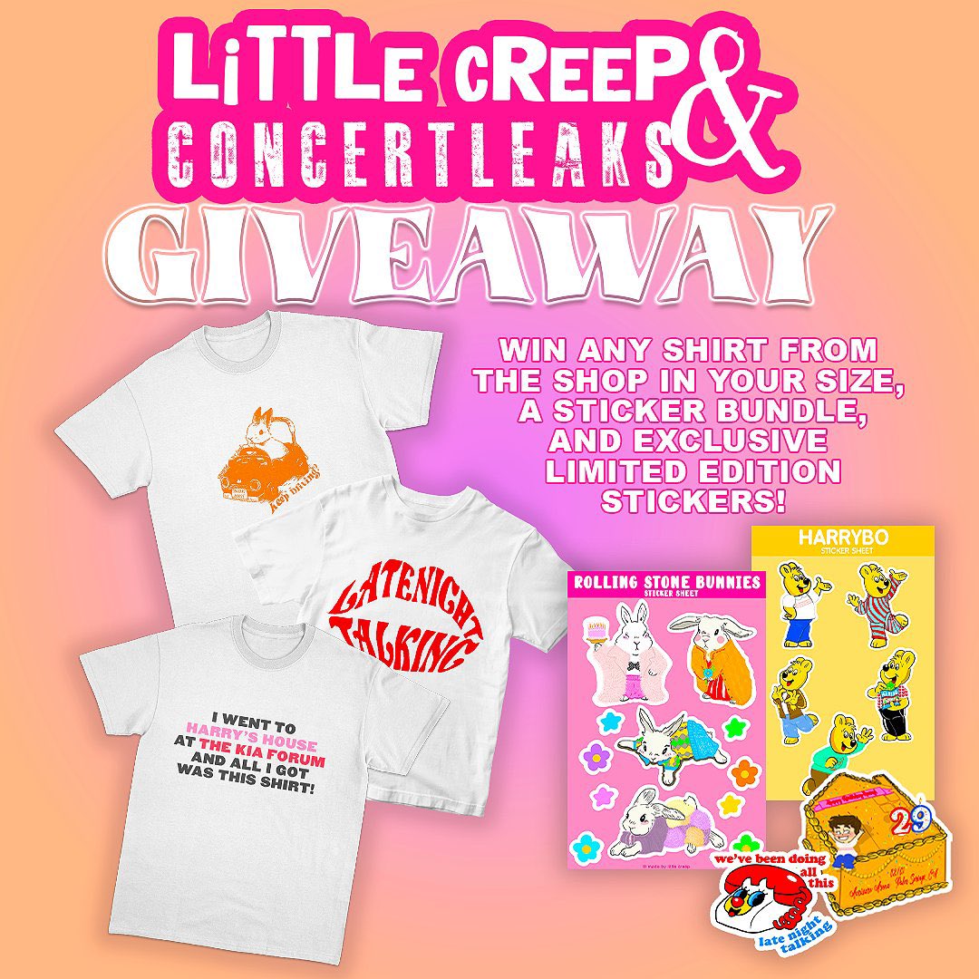 concertleaks's tweet photo. 🎉GIVEAWAY🎉

Little Creep and I have teamed up to give away a bundle from their shop! 

to enter:
• Retweet 
• Follow @concertleaks &amp; @beatlesrry 

check out the items available here: https://t.co/Vb0zhe7m1k

winner will be chosen on friday! https://t.co/2amNmk6kWl