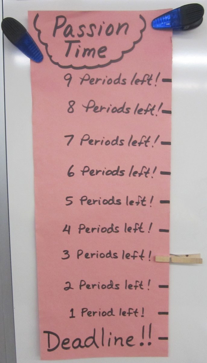 PaulSolarz's tweet photo. A4: My kids were given 2 hours each week to pursue an interest of theirs (#PassionTime). Many chose topics that helped increase awareness of issues affecting animals, the climate, our environment, bullying, etc. by creating websites or delivering Ted-style Talks. #LearnLAP https://t.co/1D7i8WuBAw