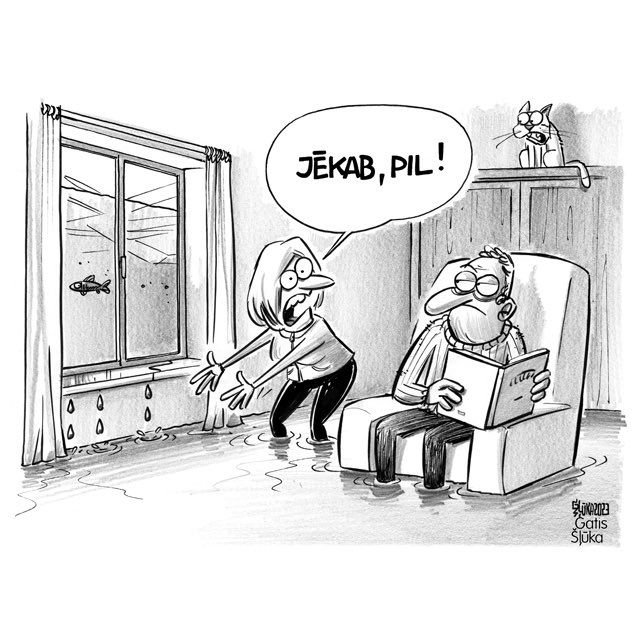 KarikaturaLv's tweet image. Vakarrīt Jēkabpilī plūdu situācija Daugavas labajā krastā stabilizējās,kreisajā stāvoklis joprojām bija nestabils. @ugunsdzeseji informēja,ka kopš 8.janvāra palīdzēja izkļūt no applūdušajām mājām 34 cilvēkiem,bet daļa parakstīja apliecinājumu,ka nevēlas tās pamest. @LatvijasAvize