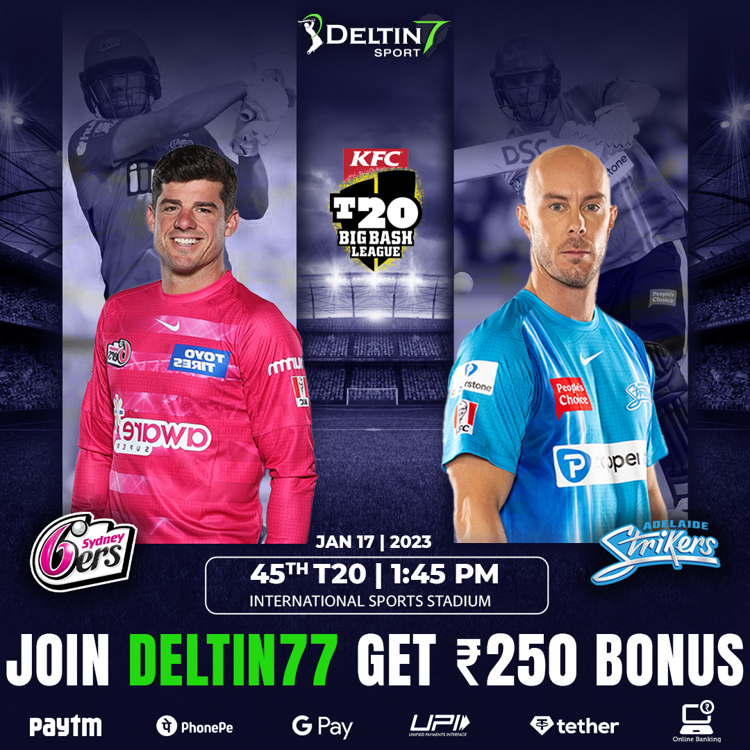 shwetapatel77's tweet photo. 🔥BIG BASH LEAGUE, 2022-23🔥
🏏Sydney Sixers 🆚Adelaide Strikers🏏
🗓 Date: 17 January 2023
⏰Time: 01:45 PM (IST)
🔥 Sign -up and Get ₹250 bonus on your first deposit 🔥
👉Join us on: https://t.co/Io7jVGBVD7
#SSvAS #SSvsAS #ASvSS #ASvsSS #SydneySixers #AdelaideStrikers https://t.co/Bj4LxQWvaa