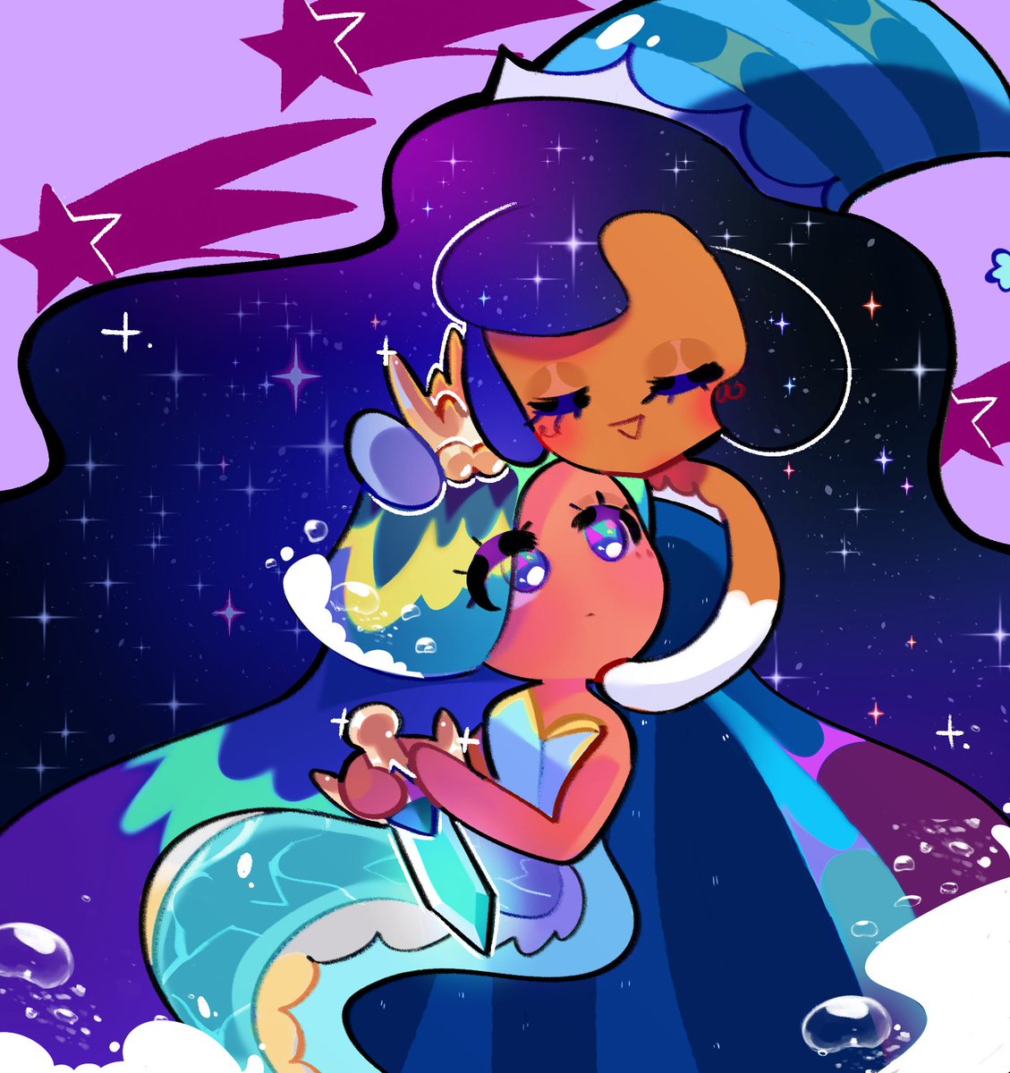 Moonlight and seamoon was like my first introduction to cookie run content ever so I'm glad moonie is getting added :,) #seamoon #moonlightcookie #cookierun #seafairycookie