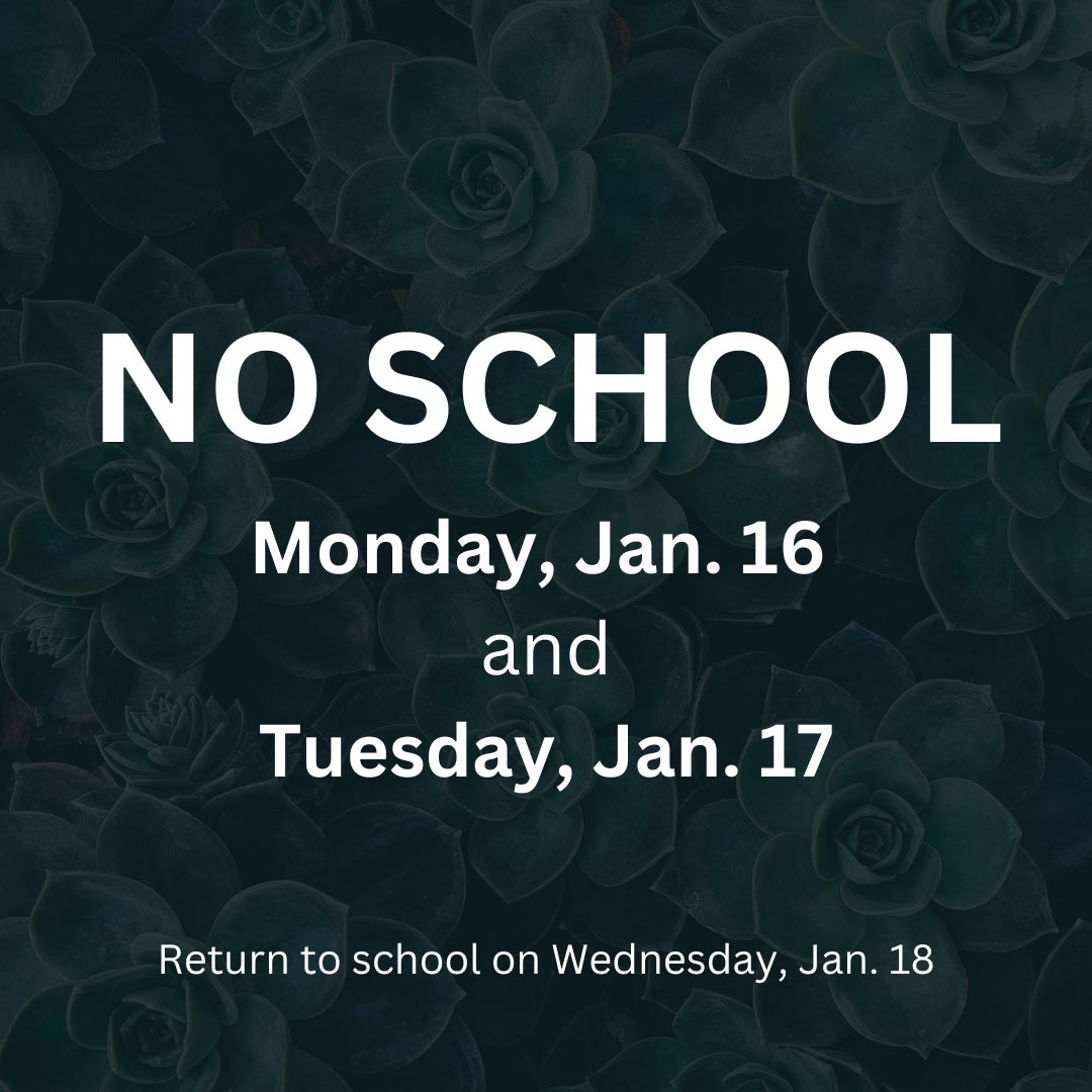 rockcanyonelem's tweet photo. We hope you all will have a safe break and enjoy a couple of days off from school. We will see you all back at school on Wednesday, January 18! 

#mlk #RoadRunnersROCK https://t.co/dEpfCwc0wM