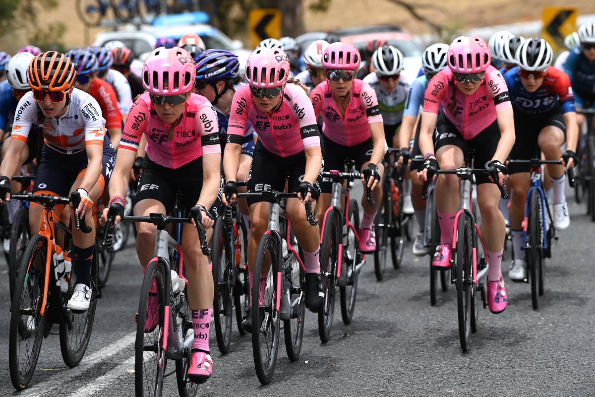 team_TS_TTT's tweet photo. Georgia, Lauren, Krista, and Abi put on an incredible display of teamwork and grit on the final stage of the Tour Down Under sealing Georgia’s 3rd in the overall and the win of the best team classification. 

What a way to start the season. Congrats team! https://t.co/Z88HFNrloR