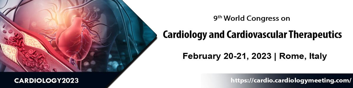 precilla_siara's tweet photo. Invitation from 9th World Congress on Cardiology and Cardiovascular Therapeutics
February 20-21, 2023
Venue: Rome, Italy
URL: https://t.co/wptxJ2TCe6
#Atherosclerosis
#Critical_Cardiac_Care
#CardiacImaging
#Current_Research_In_Cardiology
#HeartRegeneration https://t.co/mjSKQgp6mc