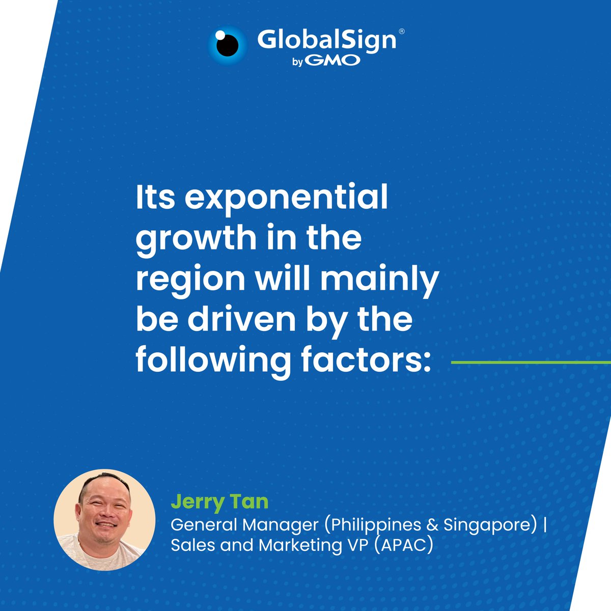 GlobalSignAPAC's tweet photo. Where do we see the IoT industry in the coming years? Jerry Tan of GlobalSign APAC shares his insights on the topic. Discover the three driving factors behind IoT’s explosive growth below.
Read the full predictions: https://t.co/KofJqVxcfR
#PKI #GlobalSignAPAC https://t.co/IrqilT8vwf