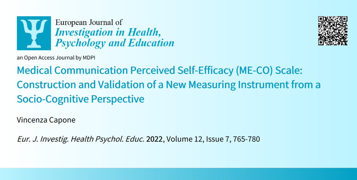EJIHPE_MDPI's tweet photo. ๐ฅณWelcome to read๐"#MedicalCommunicationPerceivedSelfEfficacyScale #MECO #Construction #Validation of a #NewMeasuringInstrument from a #SocioCognitive Perspective"๐by๐งโ๐ปV. Capone:๐https://t.co/awzTaFZpXQ
#communicationselfefficacy #socialperceptions #doctorpatientcommunication https://t.co/CXkFKXwpcn
