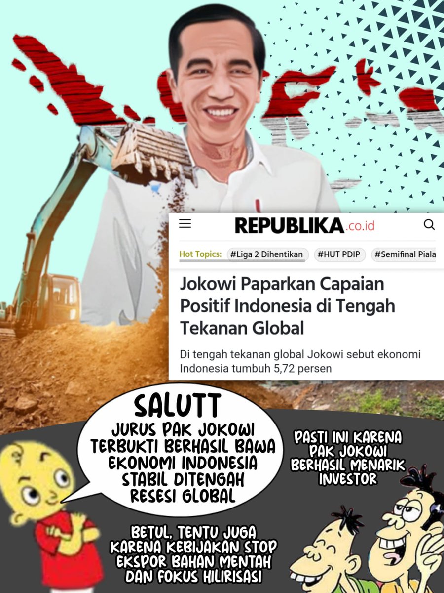 Ekonomi RI Terus Tumbuh nih, pasti karena Pak Jokowi berhasil menarik investor 🤩 
#IndonesiaOptimis