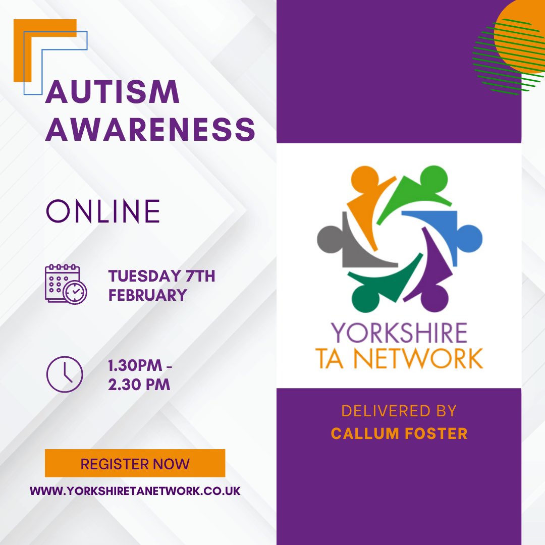 YorkshireTAs's tweet image. Autism Awareness ~ An introduction to autism covers: what autism is, how to identify needs and how to effectively support children and young ⭐️ #autisumawareness @YorkshireTAs @CoastOA #teachingassistant #teachingsupport #edutwitter 

yorkshiretaautism.eventbrite.co.uk