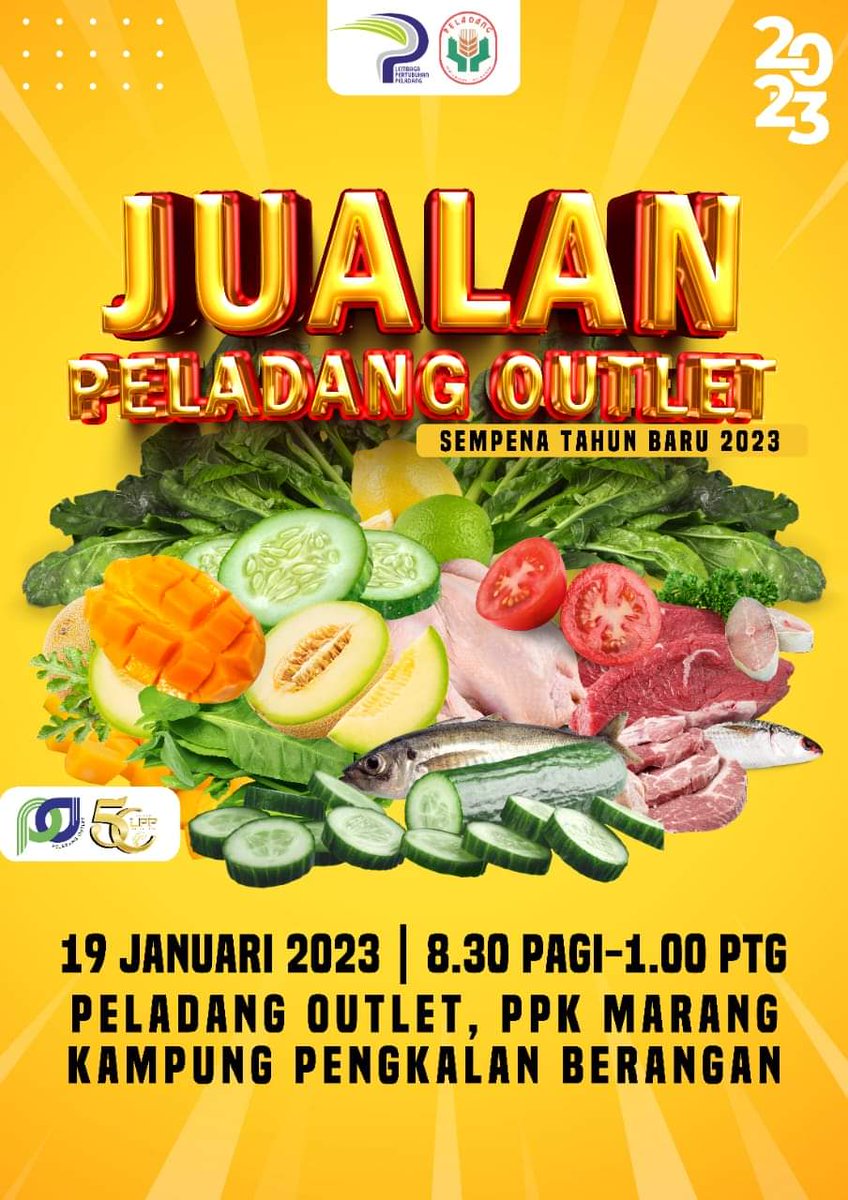 LppTerengganu's tweet photo. Jom pakat mari ramai-ramai ke Peladang Outlet, PPK Marang, Pengkalan Berangan sempena Jualan Tahun Baru 2023.
Dapatkan sayur-sayuran segar dari ladang dan barangan dapur serta produk-produk IKS.
#LPP50Tahun
#𝙇𝙋𝙋50𝙏𝘼𝙃𝙐𝙉
#MAFSMalaysia
#PerkasaPeladang https://t.co/iwYnQ5qizj