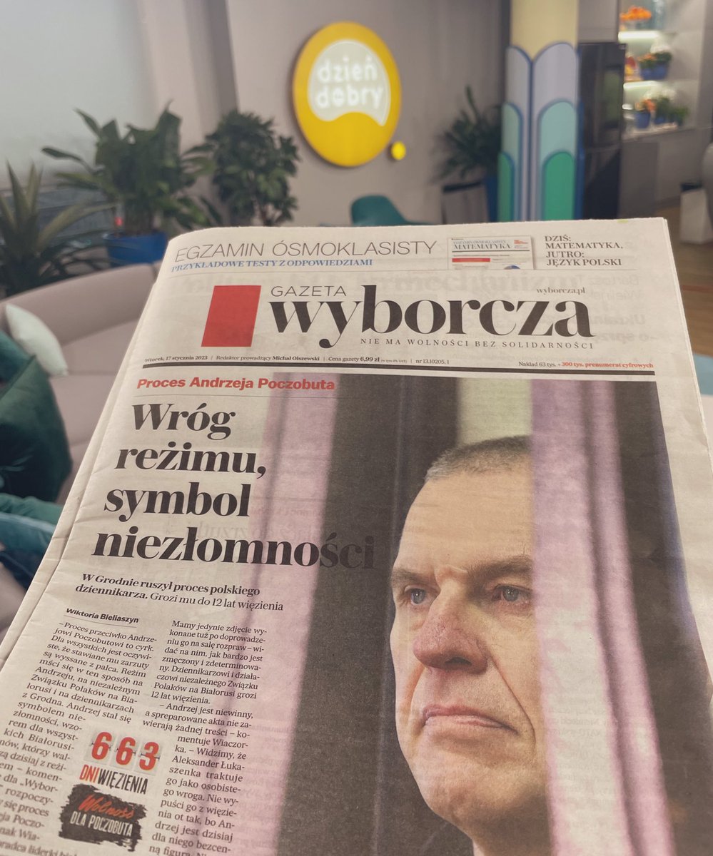 Dzisiejszy przegląd prasy w @DDTVN nie może nie zacząć się od pierwszej strony @gazeta_wyborcza. Zapraszam po 8! #uwolnicPoczobuta