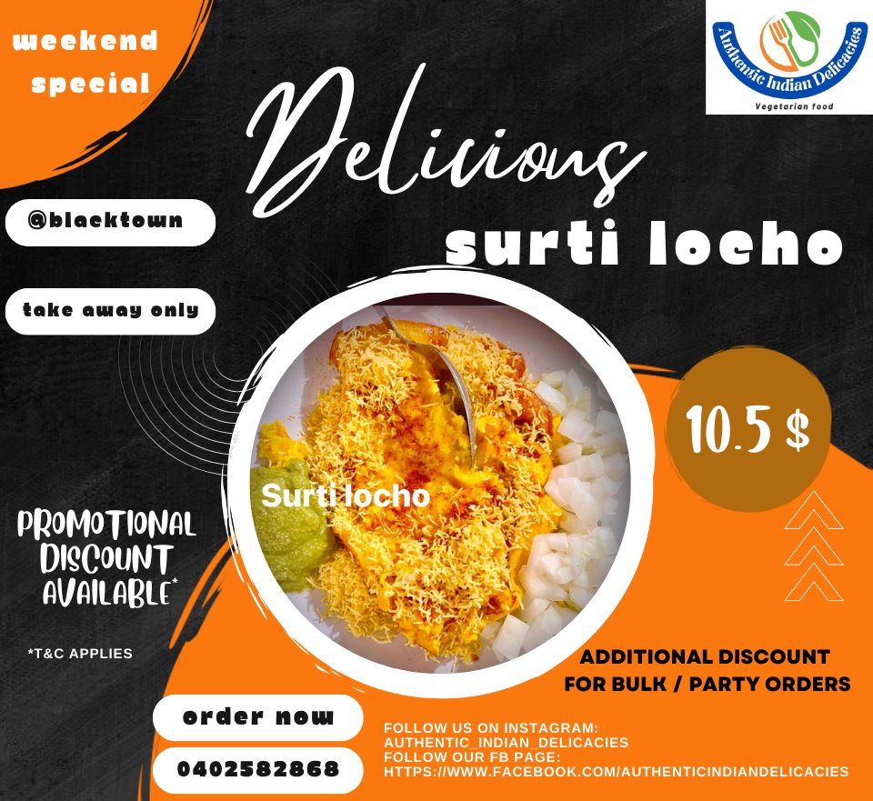 Surti locho

#Cuisines #Homemade #foodlovers #food #takeaway #blacktown #indainfood
#nopreservatives #fresh #Hygienic #partyorders #bulkorders #authenticindiancuisines