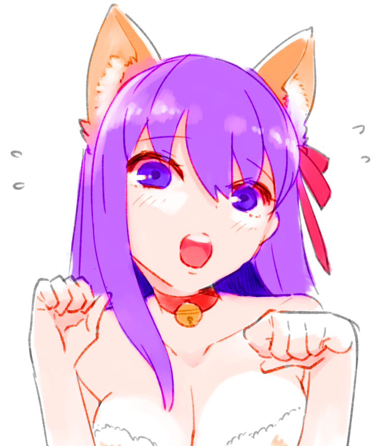 1girl animal ears bell blush breasts cat ears collar  illustration images