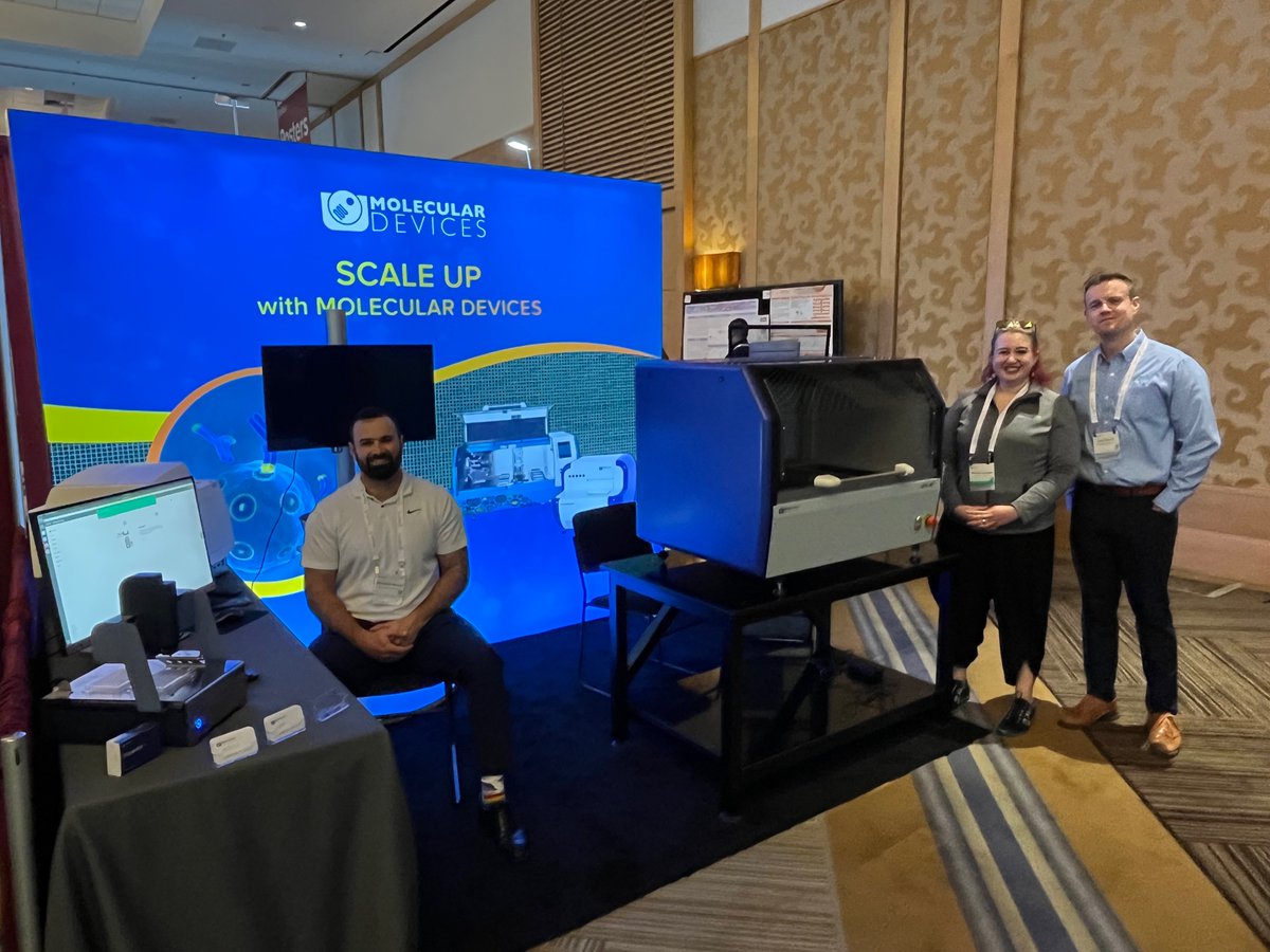 moldev's tweet photo. Day 1 at PepTalk 2023! Come chat with us at booth 716 to learn how we can help fully automate synthetic biology workﬂows for DNA assembly, antibody discovery and protein engineering. #CellProtein #CellBiology #DrugDiscovery #MachineLearning #LabAutomation #AutomatedLab #PTK23 https://t.co/cE7W6iopmI