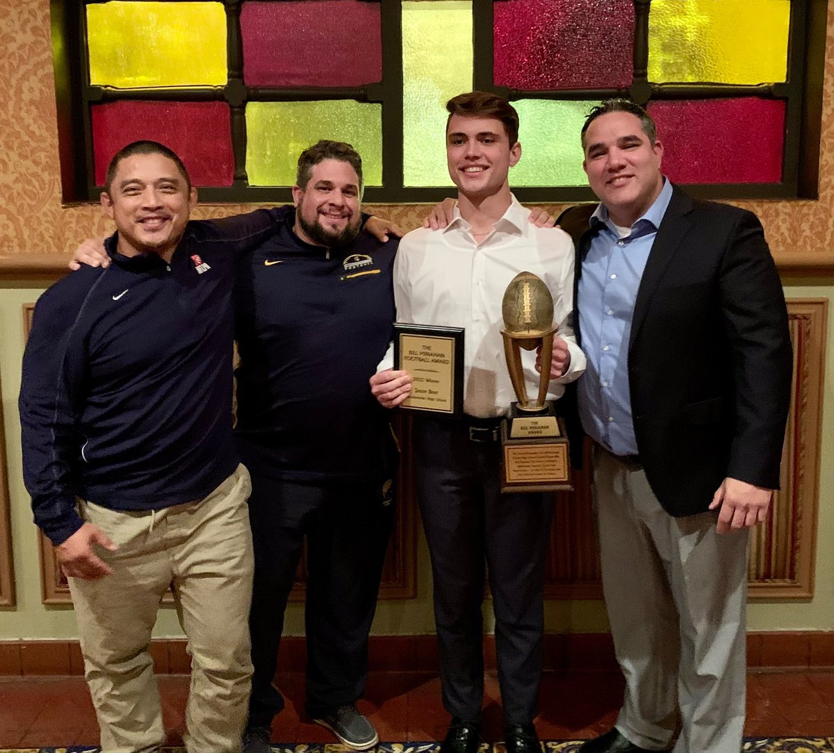 SteinbrennerFB's tweet photo. Warriors had two amazing finalists tonight. Congratulations to Jason Beet for being this year’s Bill Minahan Award recipient! And to Adrian  Nealy for being a finalist. @SteinbrennerFFB https://t.co/ryMk5jBdOB