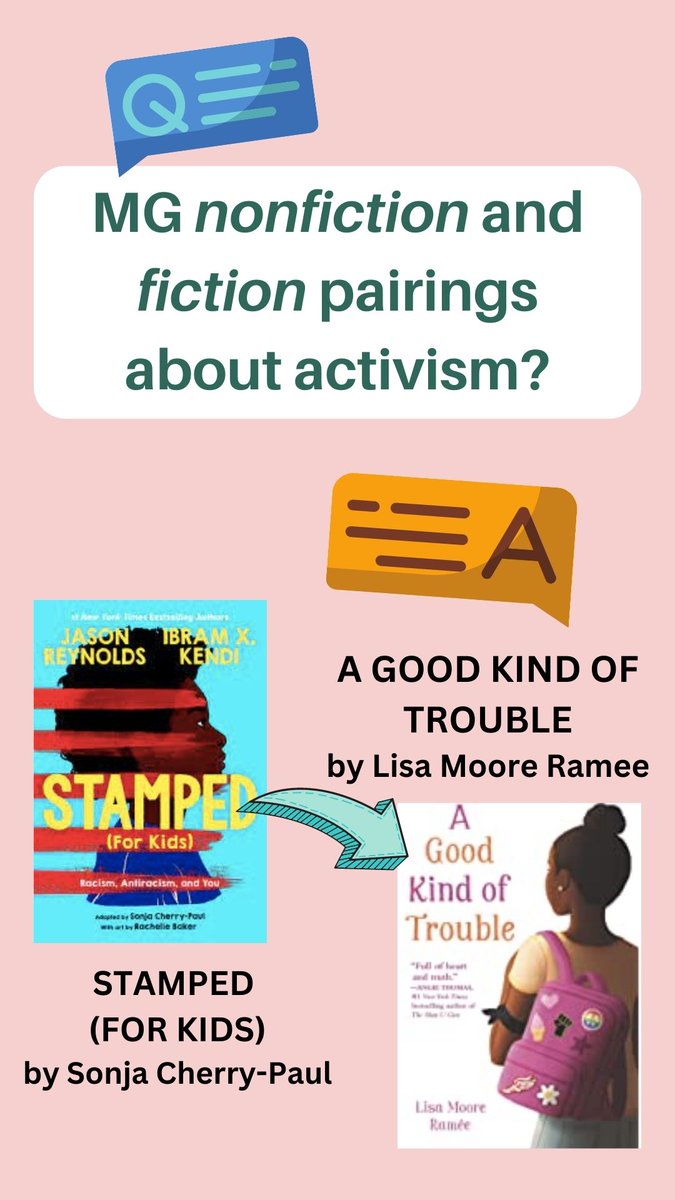 #MGBookChat A5: I read @DrIbram 's Stamped from the Beginning and it transformed how I see our world. I am so excited @SonjaCherryPaul is bringing his books coming to MG. And I'm pairing it with @lisamooreramee 's A Good Kind of Trouble! Great MG read for fans of The Hate U Give. https://t.co/ST8ZZ5wXSQ