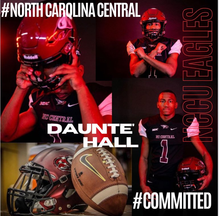 Daunte’ Hall (@_halldaunte) on Twitter photo After much prayer and consideration, I’m proud to announce that I’m COMMITTED to NCCU!!! Eagle Pride!!🦅🦅<a href="/NCCU_Football/">NC CENTRAL FB | 🦅🏆🦅</a> <a href="/CoachTOliver/">Trei Oliver</a> <a href="/CoachSewellNCCU/">Michael Sewell Jr 🏁</a> <a href="/battle_holley/">Battle Holley</a> <a href="/Dynasty_Athlete/">Dynasty Athletic Performance, LLC</a> After much prayer and consideration, I’m proud to announce that I’m COMMITTED to NCCU!!! Eagle Pride!!🦅🦅<a href="/NCCU_Football/">NC CENTRAL FB | 🦅🏆🦅</a> <a href="/CoachTOliver/">Trei Oliver</a> <a href="/CoachSewellNCCU/">Michael Sewell Jr 🏁</a> <a href="/battle_holley/">Battle Holley</a> <a href="/Dynasty_Athlete/">Dynasty Athletic Performance, LLC</a>
