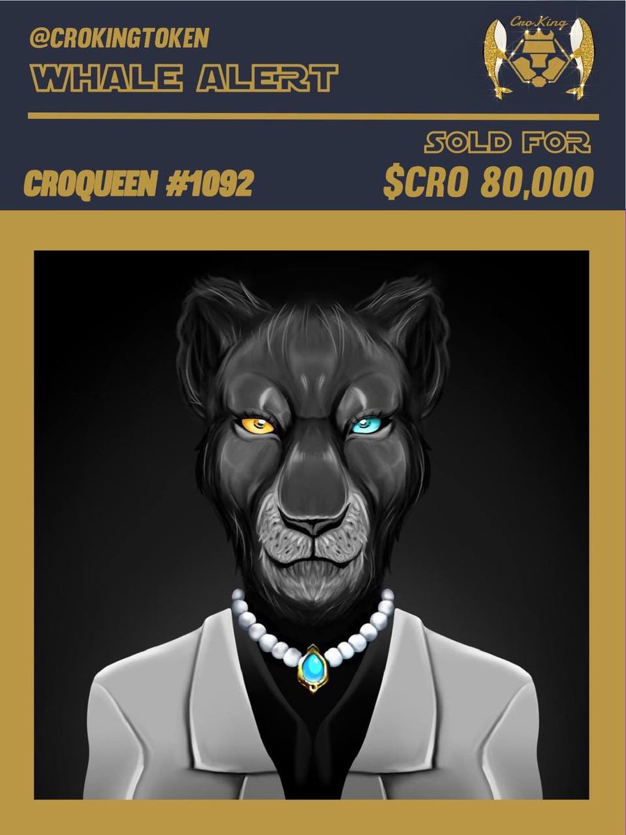 👑NFT Sell Alert👑
Our #1 Ranked CroQueen has just been sold on our Marketplace for 80,000 Cro! Congratulations to the new lucky owner! 

I’d say the community likes the rarity factor on the #NFT staking Boosters 👀👀

#Croking #Cro #Crofam <a href="/cryptocomnft/">Crypto.com NFT</a> <a href="/cryptocom/">Crypto.com</a> @NewsCronos