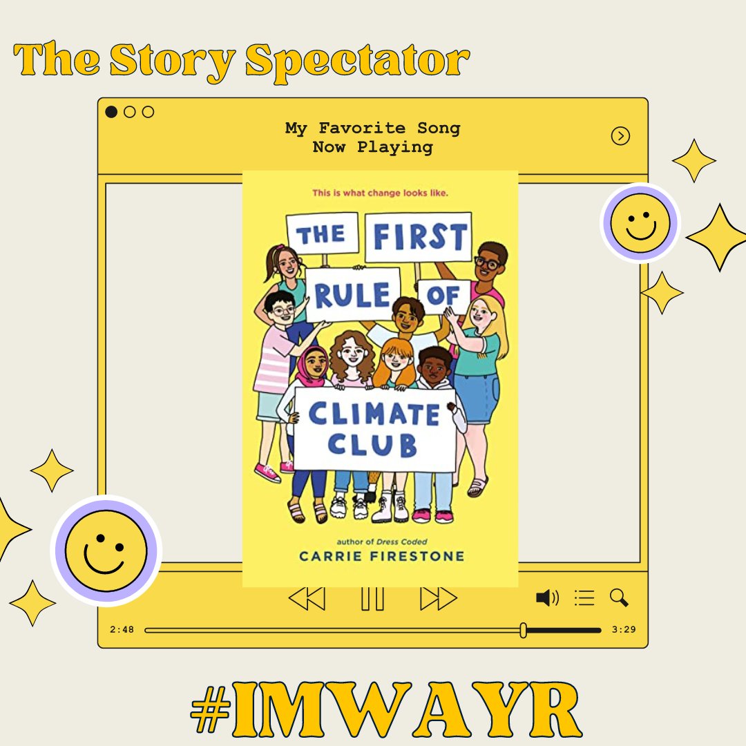 A7. I'm currently reading Carrie Firestone's  The First Rule of Climate Club. As a follow-up to Dress Coded, it's  just as engaging in multiple ways. Her way of storytelling with lists, short chapters, emails, etc. makes it perfect for middle grade readers! #MGBookChat #IMWAYR