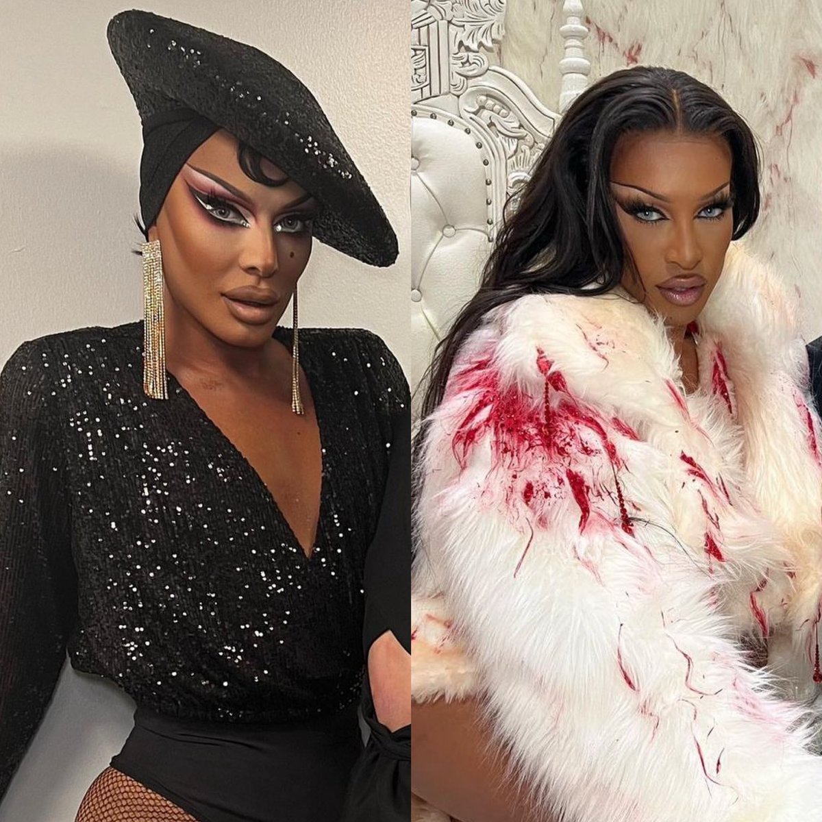 bitchaboutthat's tweet photo. How is Raven the same skin tone as Tayce?!?!? #rupaulsdragrace #raven #tayce #rupaulsdragcon #blackfishing https://t.co/gEzV0615S0