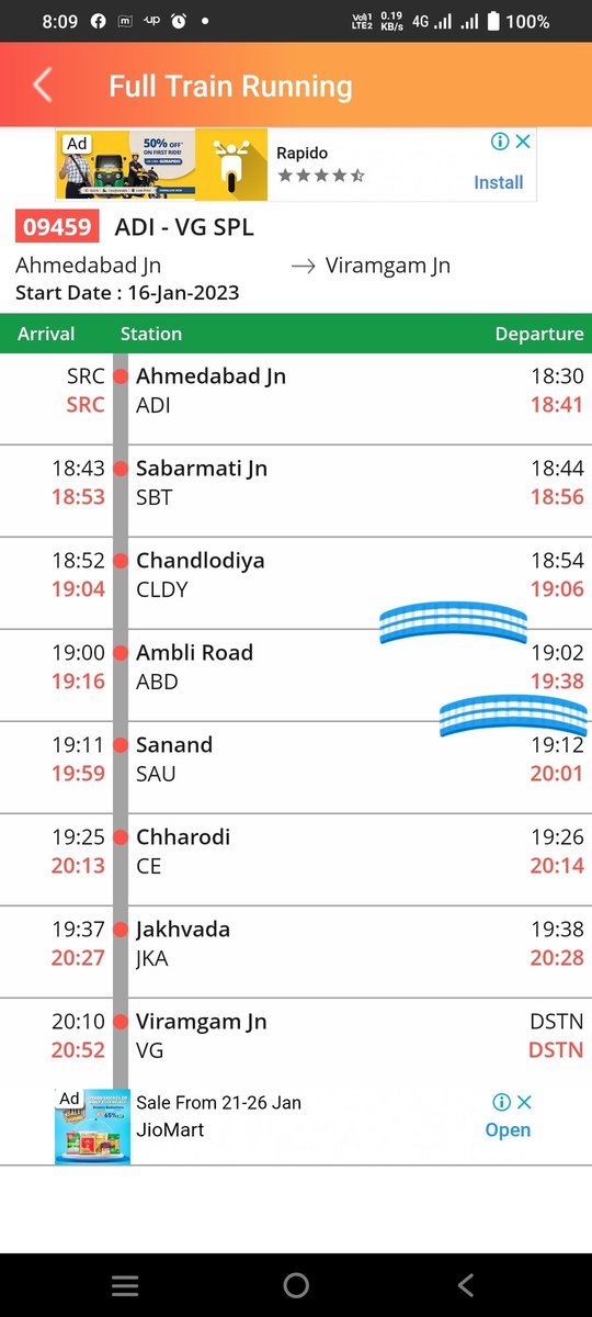 JamadarNajib's tweet photo. दिनांक :- १६/०१/२०२३ को गाड़ी संख्या : 09459 अहमदाबाद से वीरमगाम 50 मिनिट देरी से वीरमगाम पहुँची थी ( 20:50 )। अगर गाड़ी हरदिन लेट होती हैं तो अहमदाबाद से डिपार्चर समय 18:30 से बदल कर 19:00 कर दिया जाए। ताकी ज्यादा लोगों को गाड़ी मिले और समय पर भी चले। @drmadiwr https://t.co/pHYtGXyuKZ