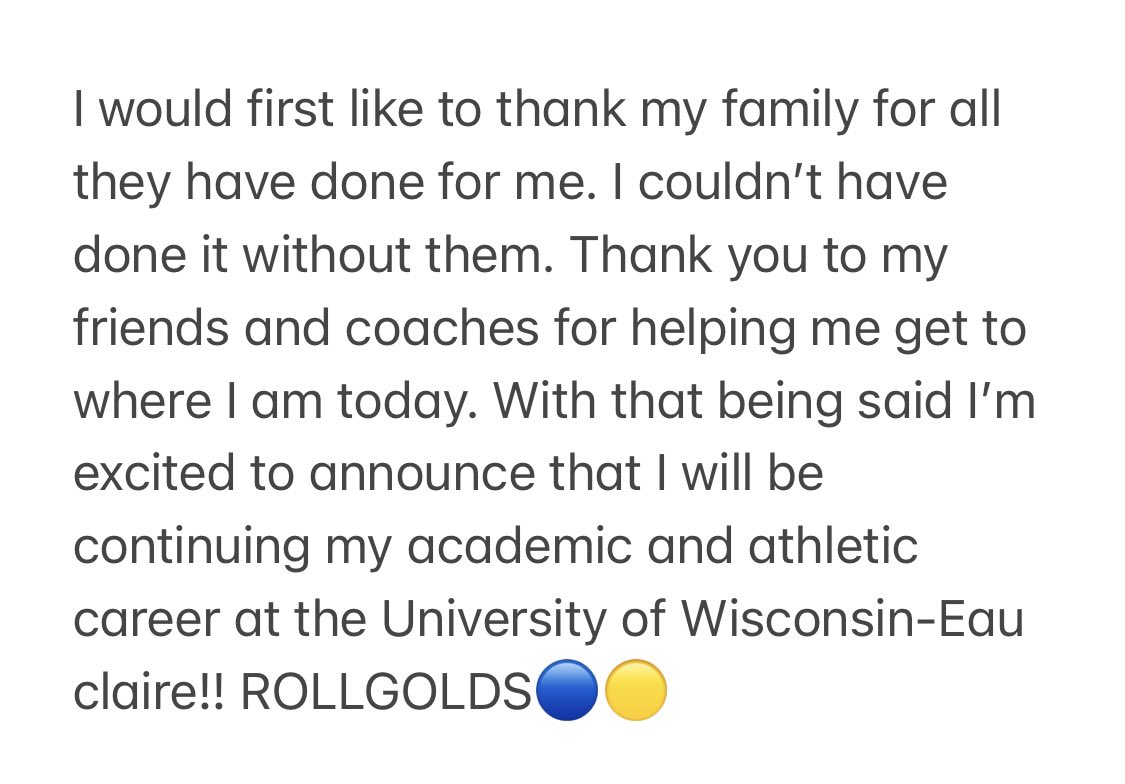 jacobdonohue16's tweet photo. COMMITED #rollgolds🔵🟡                                    @UWECFootball @CoachMcHugh62 @GnhsFootball @Coach_B_Johnson @CoachGardnerOL @ThrowItDeep https://t.co/mArdtqzCaj