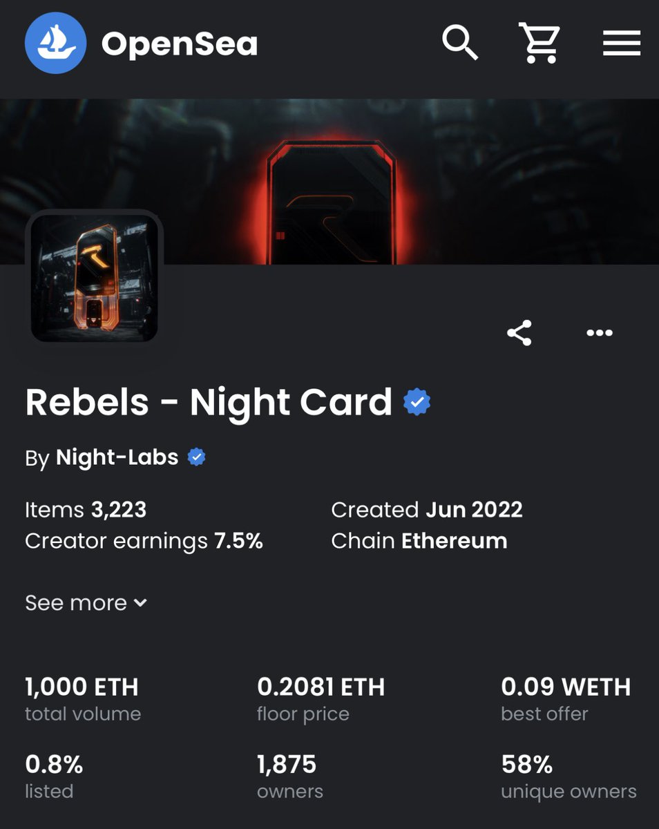 Love seeing <a href="/rebelsbynight/">Rebels</a> Night Cards hitting 1,000eth volume on <a href="/opensea/">OpenSea</a> 

#rebelsarehere