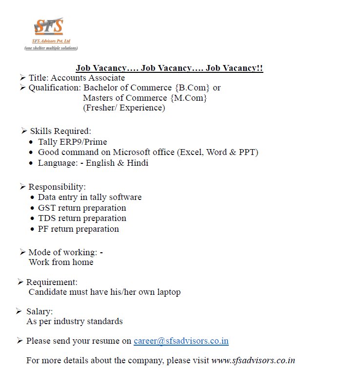 AdvisorsSfs's tweet photo. #Job #vacancy #Accounting https://t.co/m8NHan1bPm