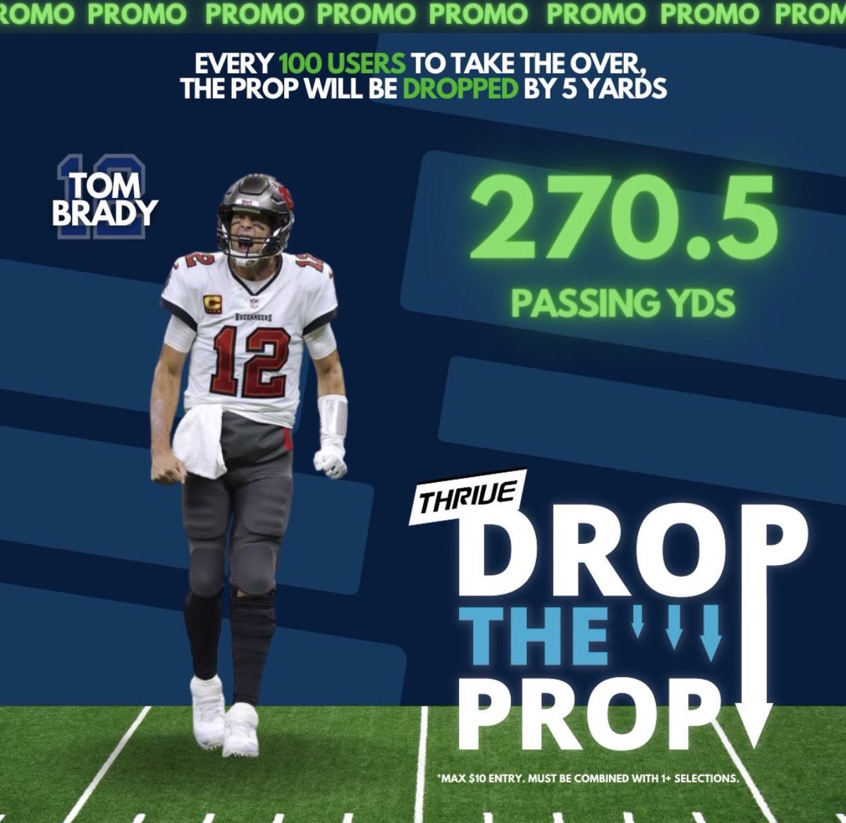 PropPlayz's tweet image. If you missed out on the Brady promo, don’t worry!

Thrive has new promos constantly, so to make sure you don’t miss the next one, use my link below and get a deposit match and free CONTEST entries!!

🫶🫵

thrivefantasy.com/?promo=PROPKING

#GamblingTwitter #DFS #PropUp #NFL #PrizePicks